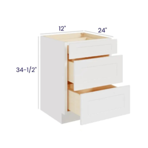 White Shaker Three Drawer Base