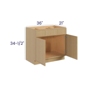 Slim White Oak - Vanity Combo - 36"W X 21"D X 34-1/2"H With 2 Door, Drawer And 1 Dummy Drawer