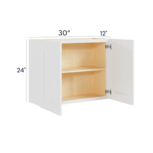White Shaker 24″ H Double Door Wall Cabinet