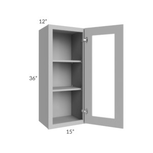 Shaker Gray 36″ H Single Door Wall Cabinet with Glass Door