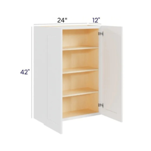 White Shaker 42″ H Double Door Wall Cabinet
