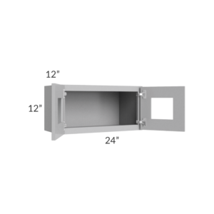 Shaker Gray 12″ H Double Door Wall Cabinet with Glass Doors