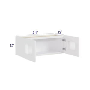 White Shaker 12″ H Double Door Wall Cabinet with Glass Doors
