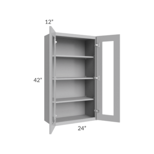 Shaker Gray 42″ H Double Door Wall Cabinet with Glass Doors