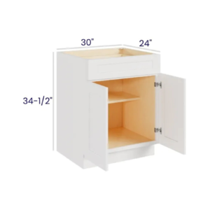 White Shaker Base Cabinet with Double Doors and Drawers