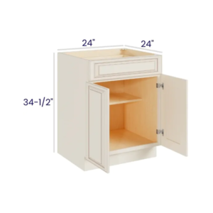 Charleston White - Base Cabinet - 24"W x 34-1/2"H x 24"D - 2D, 1DRW, 1S