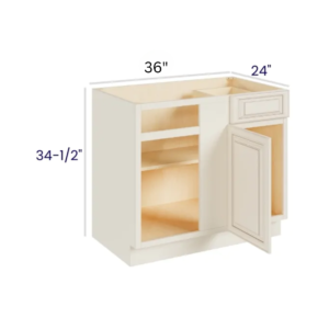 Charleston White - Blind Base Corner Cabinet - 27"W X 24"D X 34-1/2"H With 1 Door, Drawer And Shelf - Install Range 36" - 39"