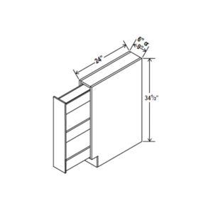Charleston White - Spice Pull Base Cabinet - 6"W X 34-1/2"H X 24"D
