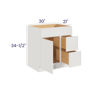 Slim Dove White - Vanity Combo - 30"Wx21"Dx34-1/2"H 2 door, 3 Drawers on Left