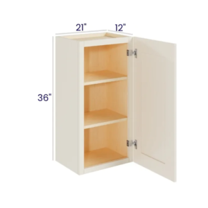 Charleston White - Wall Cabinet Single Door - 21"W X 36"H X 12"D With 1 Door And 2 Shelf