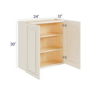 Charleston White - Wall Cabinet Double Door - 24"W X 30"H X 12"D With 2 Door And 2 Shelf