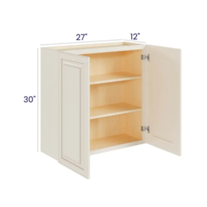 Charleston White - Wall Cabinet Double Door - 27"W X 30"H X 12"D With 2 Door And 2 Shelf