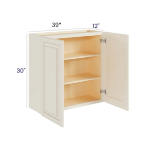 Charleston White - Wall Cabinet Double Door - 39"W X 30"H X 12"D With 2 Door And 2 Shelf