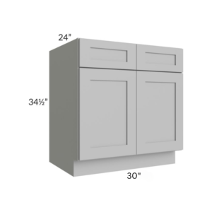 Shaker Gray Base Cabinet with Double Doors and Drawers