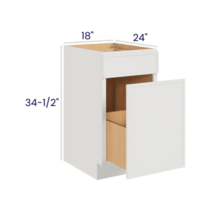 Slim Dove White - Base Cabinet Single Door -18"W X 24"D X 34-1/2"H With 1 Door, Drawer And Shelf