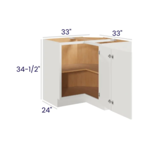 Slim Dove White - Lazy Susan Base Cabinet - 33"W X 24"D X 34-1/2"H With 1 Door And Shelf