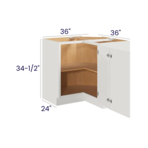 Slim Dove White - Lazy Susan Base Cabinet - 36"W X 24"D X 34-1/2"H With 1 Door And Shelf