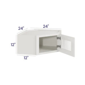 Slim Dove White - Diagonal Corner Wall Glass Door - 24"W X 12"H X 12"D *Clear Glass Included
