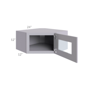 Shaker Gray 12″ x 24″ Diagonal Corner Wall Cabinet with Glass