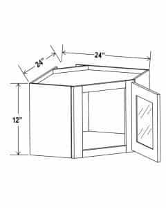 Shaker Espresso 12″ x 24″ Diagonal Corner Wall Cabinet with Glass