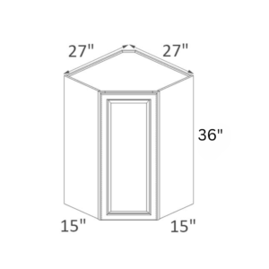 Charleston White - Wall Diagonal Corner Cabinet - 27"W X 36"H X 12"D With 1 Door And 2 Shelf