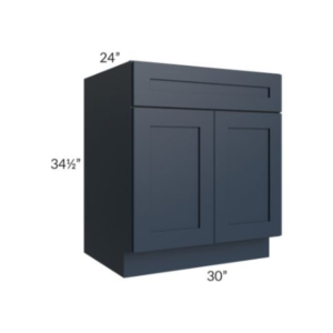 Shaker Navy Blue Sink Base With Double Doors and False Drawers