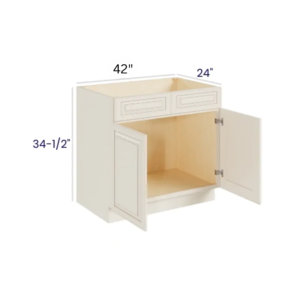 Charleston White - Sink Base - 42"W x 34-1/2"H x 24"D - 2 False Drawers