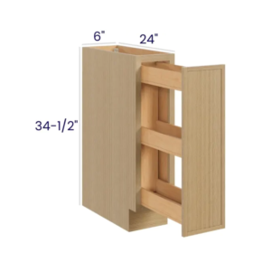 Slim White Oak Shaker Spice Pull Base Cabinet