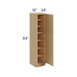 Slim White Oak 18″ W Two Single Door Utility Pantry Cabinet