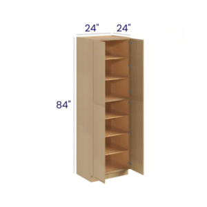 Slim White Oak 24″ W Two Double Door Utility Pantry Cabinet