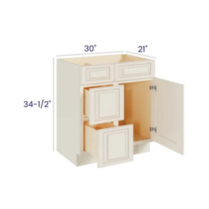 Charleston White - Vanity Combo - 30"Wx21"Dx34-1/2"H 2 door, 3 Drawers on Left