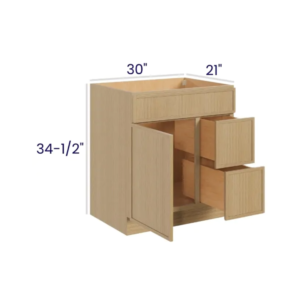 Slim White Oak - Vanity Combo - 30"Wx21"Dx34-1/2"H 2 door, 3 Drawers on Right