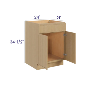 Slim White Oak - Vanity Sink Base Cabinet - 24"W X 21"D X 34-1/2"H With 2 Door And 1 Dummy Drawer