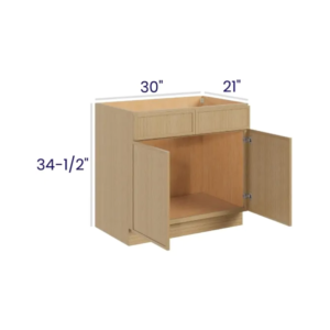 Slim White Oak - Vanity Sink Base Cabinet - 30"W X 21"D X 34-1/2"H With 2 Door And 2 Dummy Drawer