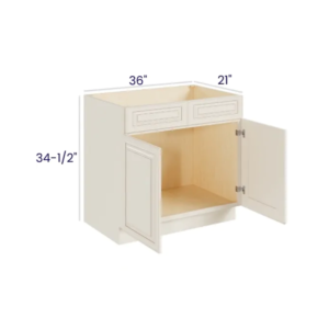 Charleston White - Vanity Sink Base Cabinet - 36"W X 21"D X 34-1/2"H With 2 Door And 2 Dummy Drawer
