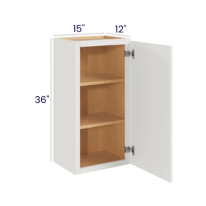 Slim Dove White - Wall Cabinet Single Door - 15"W X 36"H X 12"D With 1 Door And 2 Shelf