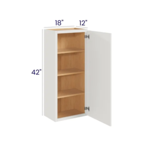 Slim Dove White - Wall Cabinet Single Door - 18"W X 42"H X 12"D With 1 Door And 3 Shelf