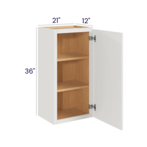 Slim Dove White - Wall Cabinet Single Door - 21"W X 36"H X 12"D With 1 Door And 2 Shelf