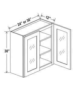 Shaker Espresso 30″ H Double Door Wall Cabinet with Glass Doors
