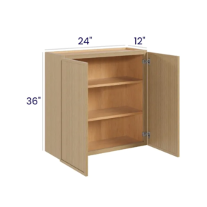 Slim White Oak 36″ H Double Door Wall Cabinet