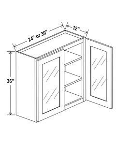 Shaker Espresso 36″ H Double Door Wall Cabinet with Glass Doors