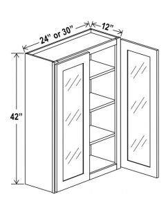 Shaker Espresso 42″ H Double Door Wall Cabinet with Glass Doors