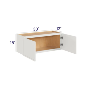Slim Dove White - Wall Cabinet Double Door - 30"W X 15"H X 12"D With 2 Door