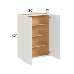 Slim Dove White - Wall Cabinet Double Door - 30"W X 42"H X 12"D With 2 Door And 3 Shelf