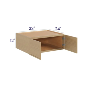 Slim White Oak 33″ W Refrigerator Wall Cabinet 24″ Deep