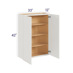 Slim Dove White - Wall Cabinet Double Door - 33"W X 42"H X 12"D With 2 Door And 3 Shelf