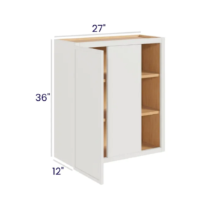 Slim Dove White - Wall Blind Corner Cabinet - 27"W X 36"H X 12"D With 1 Door And 2 Shelf