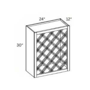Charleston White - Wall Wine Rack Cabinet - 24"W X 30"H X 12"D